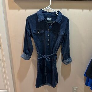Denim Shirt Dress with Belt